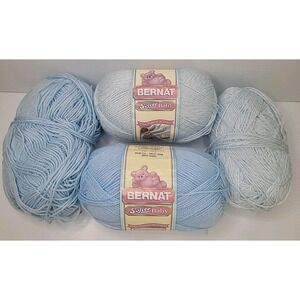 4 Bernat Softee Baby Yarn Skeins Baby Denim Marble & Pale Blue Weights Listed